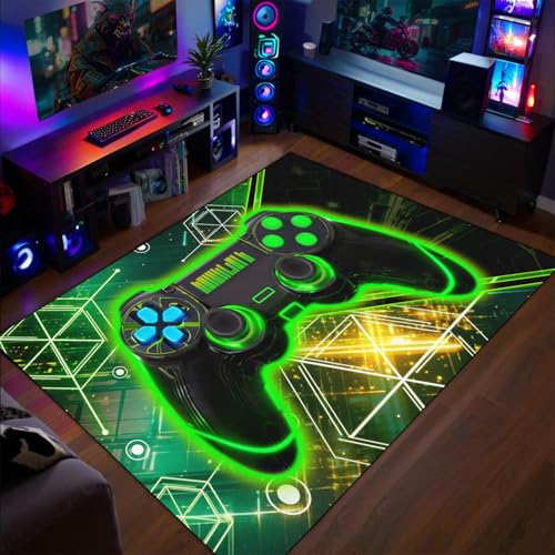 Gaming Rug for Boys Room - Gamer Rug, 3'X5' Cool Gaming Carpet for Teens Boys Bedroom Playroom Decor, Game Controller Carpet for Office Computer Chair Floor Mats, Green - color: Gaming-427, size: 3' x 5' (Rectangular)