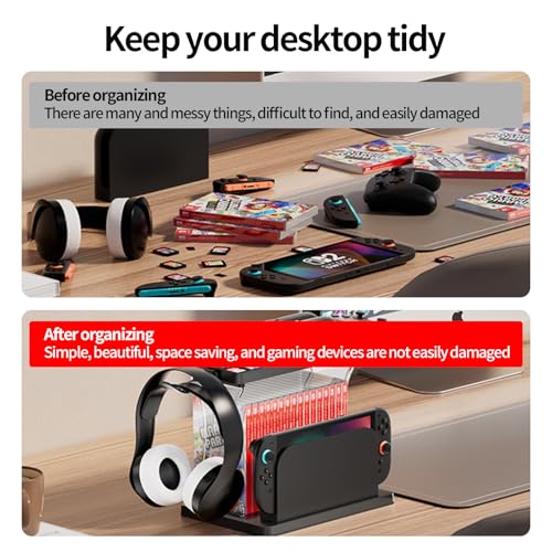 Game Storage Tower for Switch 2 Console,Game Disk Rack Controller Organizer Holder Stand for Switch 2