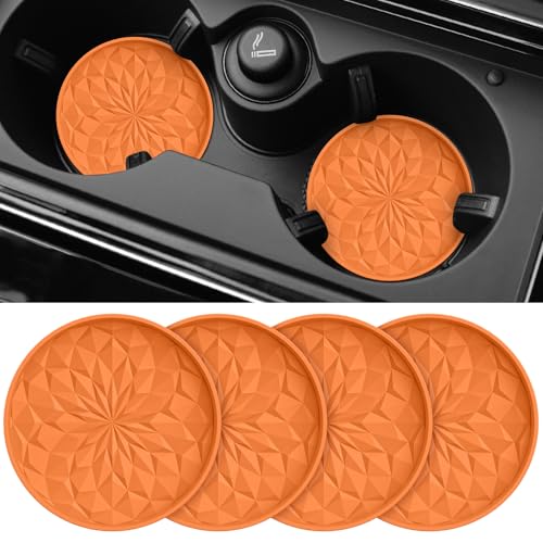 ME.FAN Car Coasters for Cup Holders [4 Pack] - 2.75In Silicone Auto Mug Mats - Universal Non-Slip Recessed Car Interior AccessoriesOrange - color: 4pack-orange