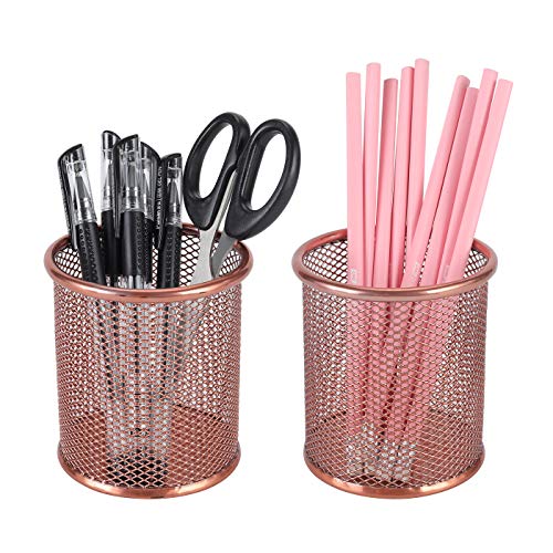 PAG Pencil Holder for Desk, 2 Pack Desktop Pen Cup, Office Supplies Rose Gold Desk Organizers and Accessories Organization, Makeup Brush Holder, Copper - color: Copper