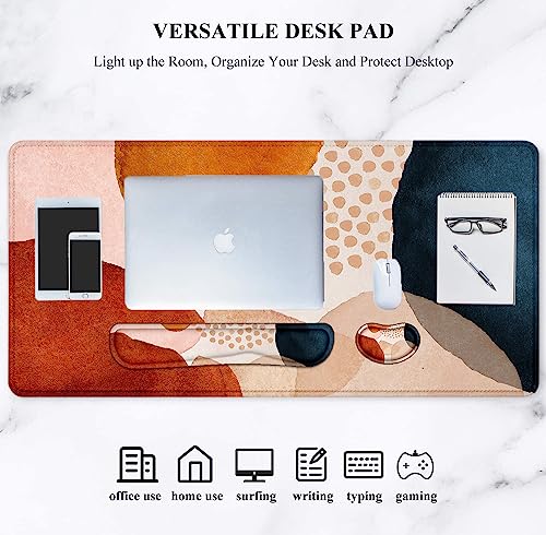 LATEEFAH Desk Mat, Mouse Pad with Wrist Rest, 4-in-1 Large Mouse Pads for Desk, Ergonomic Mouse Pad and Keyboard Wrist Rest Gaming Keyboard Mat for Office, Home - color: 4Pcs-Watercolor Block
