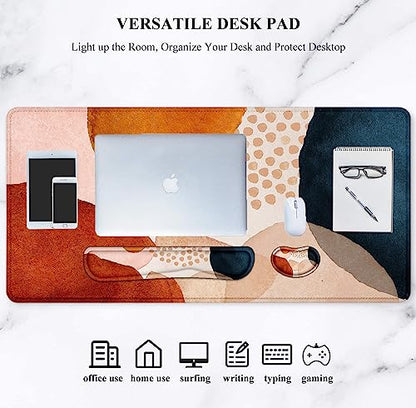 LATEEFAH Desk Mat, Mouse Pad with Wrist Rest, 4-in-1 Large Mouse Pads for Desk, Ergonomic Mouse Pad and Keyboard Wrist Rest Gaming Keyboard Mat for Office, Home - color: 4Pcs-Watercolor Block