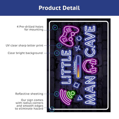 12×8 Inch Neon Aluminum Gaming Sign Wall Art Boys Teen Bedroom | arcade merch,video poster,hobby novelties,teen collectibles,male trinkets,retro accents - color: PM321007, size: 12" x 8"