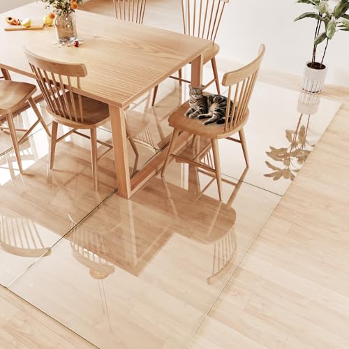 Tempered Glass Chair Mat 60"x40" – Ultra-Clear Office Chair Mat for Hardwood Floors & Low-Pile Carpets – Heavy-Duty 0.2" Scratch-Resistant Surface with Non-Slip Pads – Supports 1,000 lbs - size: 60"x40"