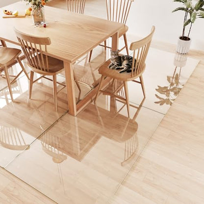 Tempered Glass Chair Mat 60"x40" – Ultra-Clear Office Chair Mat for Hardwood Floors & Low-Pile Carpets – Heavy-Duty 0.2" Scratch-Resistant Surface with Non-Slip Pads – Supports 1,000 lbs - size: 60"x40"