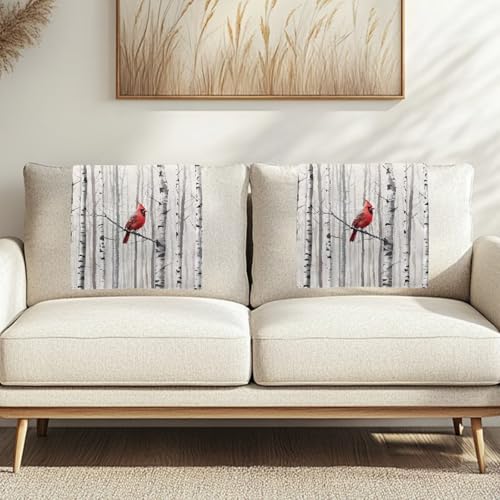 Christmas Cardinal Birds Sofa Headrest Covers Recliner Headrest Protector Cover Couch Back Covers Non Slip Lounge Chair Furniture Protector for Living Room