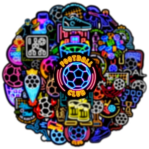50 PCS Neon Soccer Stickers for Scrapbooking, Retro Football Decals for Journaling Planner, Waterproof Vinyl Sport Stickers for Water Bottle Laptop Phone DIY Crafts - style: A8