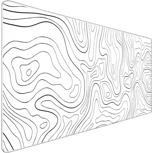 Large Mouse Pad, Big Desk Mat Large Office Desk Pad, Durable Extended Mouse Mat 31.5"x15.7" Computer Mousepad with Non-Slip Rubber Base & Stitched Edge for Home Office Work, Black Line - color: Black Lines, size: 31.5" x 15.7"