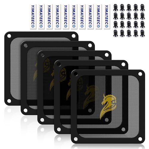 120mm Fan Filter PC Dust Filter Computer Fan Grills Dust Mesh Magnetic Frame PC Case Cover Dustproof PVC 50 Mesh(PVC, Gentleman Aesthetic, 120 * 120mm, 5pcs, Black) - color: Black, size: 5pcs - PVC Gentleman