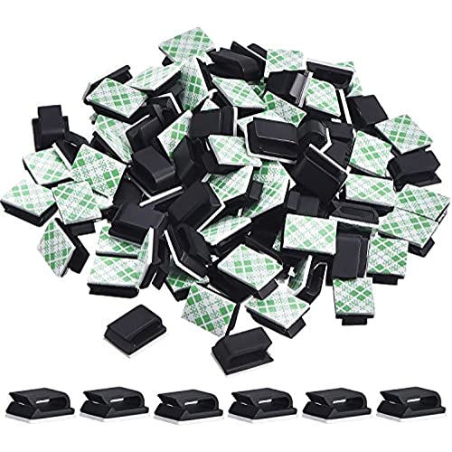 Hicarer 100 Pcs Christmas Light Clips Adhesive Hooks for Outdoor String Cable Wire Clips Adhesive Wire Management Cord Holder for The Wall, Under Desk, Car, Home and Office (Small, Black) - color: Black, size: Small