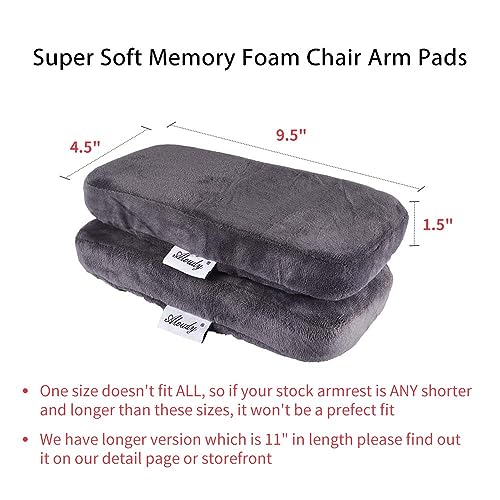 Aloudy Ergonomic Memory Foam Office Chair Armrest Pads, Comfy Gaming Chair Arm Rest Covers for Elbows and Forearms Pressure Relief(Set of 2) (Gray) - color: Medium, Gray