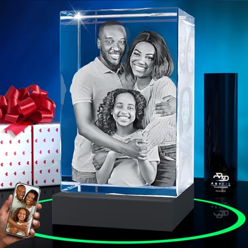 ArtPix 3D Premium Crystal Photo, Personalized Gifts for Women, Wife, Mom, Her, Him, Men, Great Customized Gift With Your Own Photo - Anniversary, Wedding, Birthday - Custom Glass 3D Laser Etched Picture Frame - size: Large Premium, style: Portrait