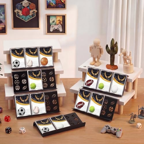 Yalikop 24 Pcs Trading Card Risers for Display Case Acrylic Modular Display Risers for Cardshow Vendor Sport Card Board Game (Ball Theme) - style: Ball Theme