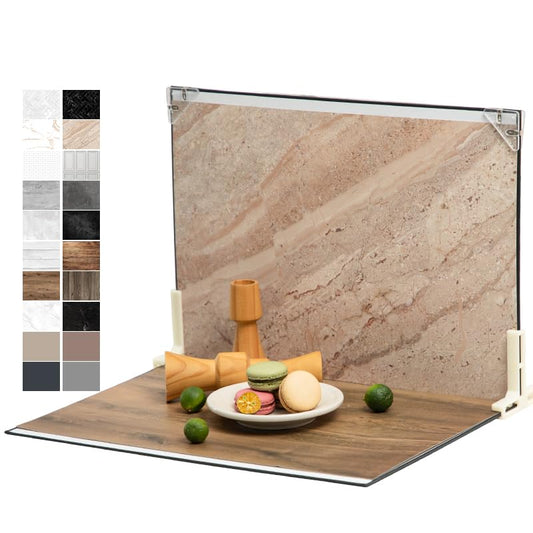 Photo Backdrop Board for Product Photography, 10 Pcs 20 Patterns Small Tabletop Food Background Kit, Double-Sided Flat Lay Props for Jewelry & Cosmetics, 16 x 11.5 in