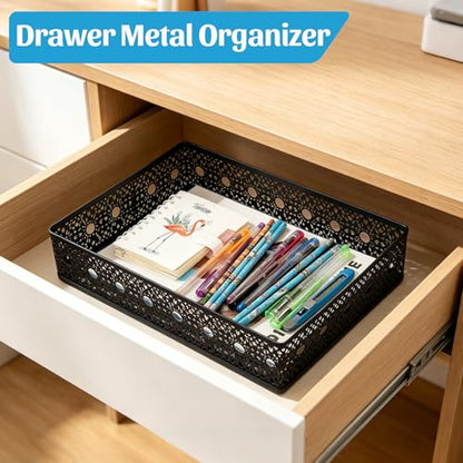 Letter Desk Tray Organizer, Metal Mesh File Basket for Office Home | Decoration Drawer Trays, Large Capacity Heavy-Duty Storage Box, Desktop Bin for Document, A4 Printer Paper, Mail, Paperwork - style: Pattern 3#
