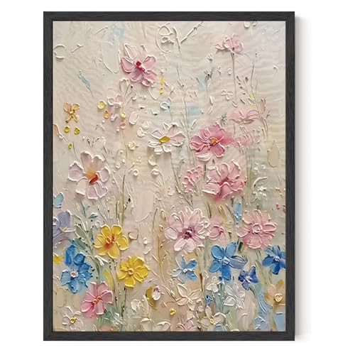 Wildflower Prints Floating Wall Art Landscape Wall Art Nature Botanical Prints Colorful Floral Poster Modern Flowers Painting Artwork 12x16inch Unframed Decor for Living Room Bedroom - color: Yellow and blue, size: 12"L x 16"W