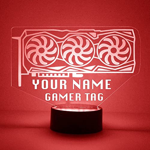Personalized Gaming LED Sign Night Light Lamp with Remote, Custom Text, Acrylic Display with 16 Colors & 4 Modes, Battery or USB Power, Made in The USA (Graphics Card) - style: Graphics Card