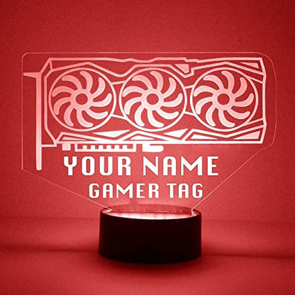 Personalized Gaming LED Sign Night Light Lamp with Remote, Custom Text, Acrylic Display with 16 Colors & 4 Modes, Battery or USB Power, Made in The USA (Graphics Card) - style: Graphics Card