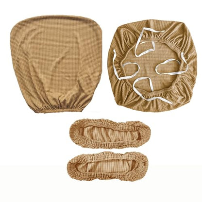 HAPPYDOG 4 Pcs Office Chair Covers Set Stretchable Protective Rotating Computer Chair Seat Covers with Armrest Covers (Camel) - color: Camel