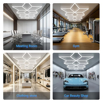 Rhombus LED Garage Light - Hexagonal Snow Lights, 710W 78100LM Super Bright Garage Ceiling Lights, Larger Size Honeycomb Light for Warehouse, Workshop, Gym, Car Basement - size: Snow