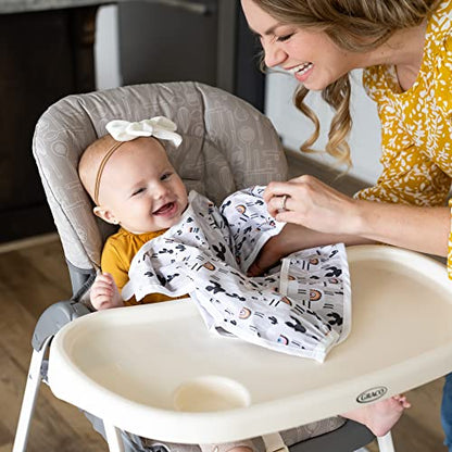 Splat Mat for Baby – Under High Chair Floor Mat Protects Wood, Vinyl and Carpet from Spills – Waterproof 4 Layer Baby Mat Bundle with Waterproof Matching Smock (51” x 51”) - color: Grey Alpaca & Matching Smock
