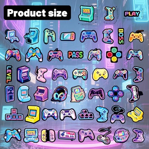 50Pcs Glow in The Dark Neon Game Stickers for Kids, Neon Video Gaming Sticker for Water Bottle, Vinyl Waterproof Laptop Decals for Gamers Teens Adults Sticker Pack - color: Luminescent-488kscp