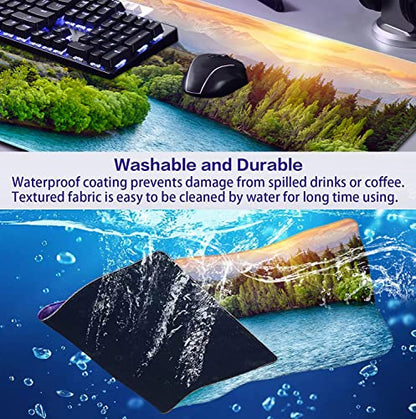 Extended Sunset Forest Gaming Mouse Pad, Keyboard Computer Office Mouse Pad | Large Extended Mouse Pad; Full Desk Coverage; Waterproof Coating; Stable Anti-Slide Base For Gaming, Office, Study Daily Use - color: Sunset Forest