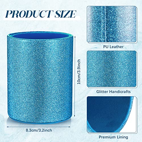 Sabary 8 Pcs Blue Pens with Pen Holder for Desk Glitter Crystal Diamond Cute Ballpoint Fancy Pencil Holder Bling Desk Organizer for Women Girls School Office Supplies Wedding Graduation Gifts - color: Blue
