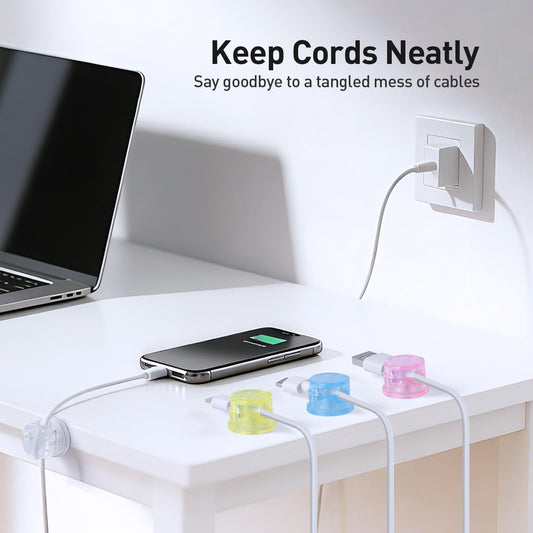 AGPTEK 8 Pack Magnetic Cable Clips, Upgraded 360° Rotatable Cord Holder Clips for Nightstand, Desk Cord Organizer Adhesive Wire Management Home Office Phone Charging Cords USB Cable Keeper (Colorful) - color: Colorful
