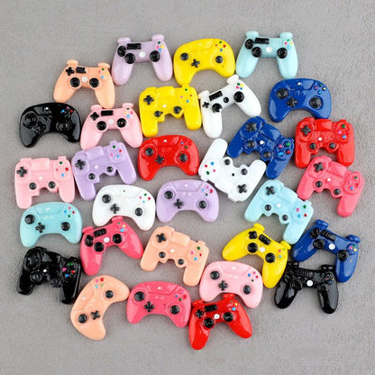 3PCS Resin Game Controller Charms Simulated Console Design DIY Craft Pieces Phone Case Decorations Crocs Charms Keychain Pendants, Pink - color: Pink