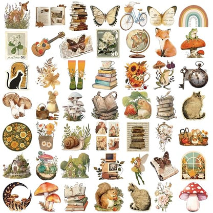 Vintage Animal Doodle Stickers, 50Pcs Hand-Drawn Animal Vinyl Waterproof Stickers for Laptop Water Bottle Journals Scrapbooks Gifts for Adults Teens - style: Animal doodles