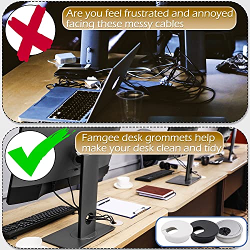 12 Pack 2 Inch Black Desk Grommet Kit Wire Cable Hole Cover Organizer Plastic Cover for Office Cord Management (Black) - color: Black