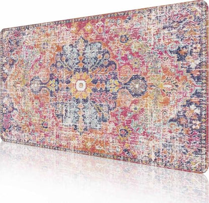 Mouse Pad Gaming, Large XXL Mouse Pads, Non-Slip Rubber Base Mousepad, Keyboard Mouse Mat Desk Pad with Stitched Edges, 31.5x15.7 inch Boho Fuchsia - color: Boho Fuchsia, size: 31.5L x 15.7W inches