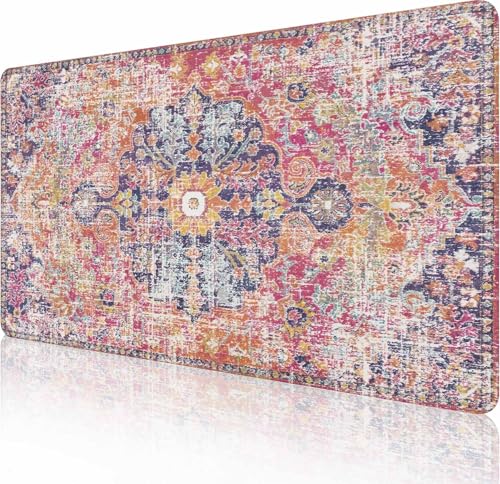 Mouse Pad Gaming, Large XXL Mouse Pads, Non-Slip Rubber Base Mousepad, Keyboard Mouse Mat Desk Pad with Stitched Edges, 31.5x15.7 inch Boho Fuchsia - color: Boho Fuchsia, size: 31.5L x 15.7W inches