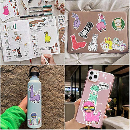 Llama Stickers, 50Pcs Cute Alpaca & Llamacorn Waterproof Vinyl Stickers for Water Bottles, Laptop, Party Favors, Classroom Rewards & Gift Pack - style: Llama Stickers