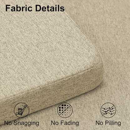 Shinnwa Dining Chair Cushions, Non-Slip Kitchen Chair Cushions with Ties and Machine Washable Cover, 17 x 16.5 x 2in, Natural Linen - color: Natural Linen