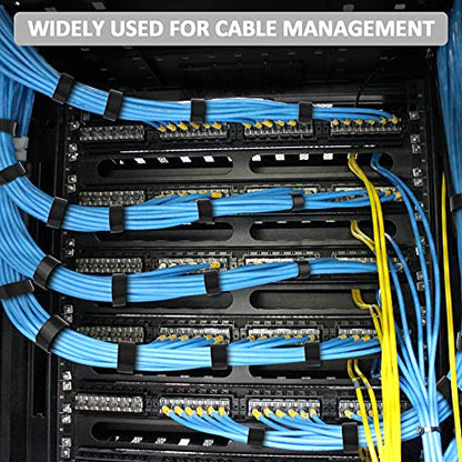 300 Ft x 3/5 in, Cut to Any Length, Cable Ties, Wire Ties, Cord Straps Management, Easy to Use, Nylon, Double Sided Hook Loop, Self-Fastening, Reusable, Sturdy, for Office, Home, Black