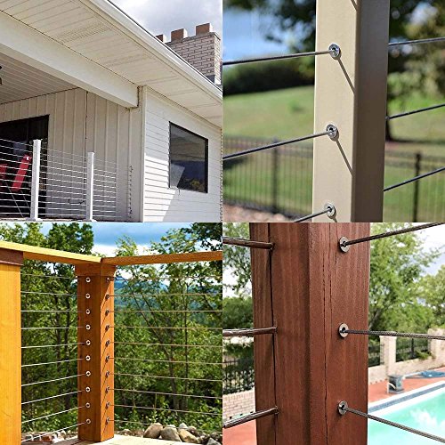 BLIKA 120 Pack Stainless Steel Protector Sleeves for 1/8" 5/32" or 3/16" Deck Cable Railing, for Wood/Composite Posts, T316 Marine Grade