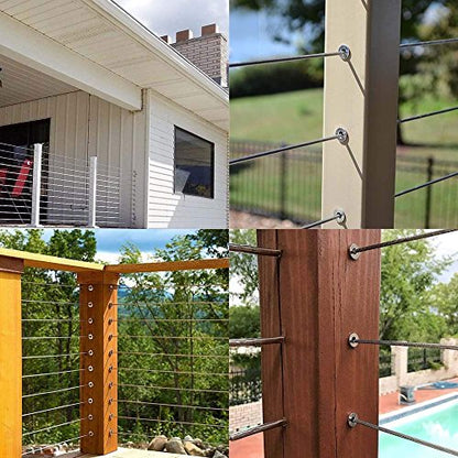 BLIKA 120 Pack Stainless Steel Protector Sleeves for 1/8" 5/32" or 3/16" Deck Cable Railing, for Wood/Composite Posts, T316 Marine Grade