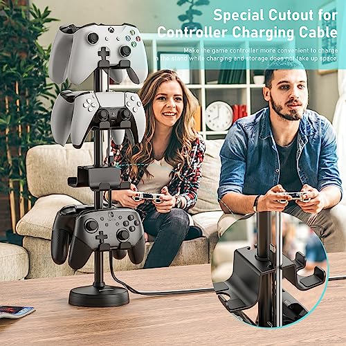 MANMUVIMO Headphone Controller Storage Holder for Desk 4 Tiers with Anti-Slip Stable Suction Cup, Controller Holder, Universal Gaming Desk Accessories for PS5/PS4/Xbox Series/Xbox One - size: 4 Tier Controller Holder Black