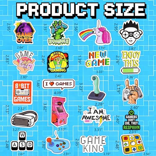 DETICKERS Water Bottles Stickers for Boys Kids 50 PCS Waterproof Video Game Vinyl Stickers Gamer Gifts for Teen Boys - style: Game
