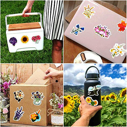 Flower Stickers for Kindle Girls Flower Stickers for Water Bottles Laptop Scrapbook Book Waterproof(50 Pcs) - style: Flower Stickers