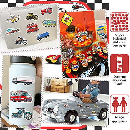 DETICKERS Vehicle Stickers for Kids Boys Water Bottle 50 PCS Waterproof Vinyl Gifts for Teen Boys Stickers - style: Vehicle