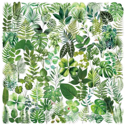 100 Transparent Plant Leaf Stickers for Journaling, Water Bottle & Phone Case Decoration - Waterproof PET Material, Easy Peel & Stick, Aesthetic Vinyl Decals for Teens and Adults,Scrapbooking - style: plant leaf