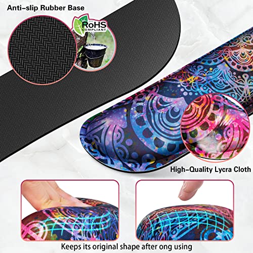 Canjoy Gaming Mouse Pad Set, 4-in-1 XXL Large Mouse Pad + Keyboard Wrist Rest Support+ Coaster, (35.4×15.7 in) Extended Desk Pad Memory Foam Non-Slip Desk Mat for Home Office - color: Purple Mandala