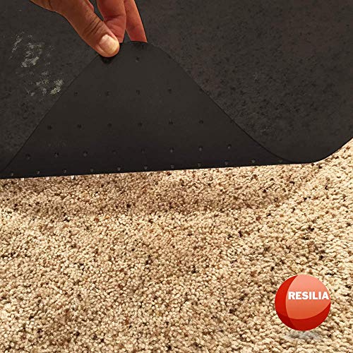 RESILIA Office Desk Chair Mat - for Low Pile Carpet (with Grippers) Black, 46 Inches x 60 Inches, Made in The USA - color: Black, size: 46" x 60" without lip