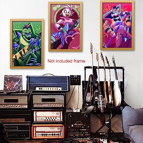 Pounchi Horror Video Game Posters (8 Pcs 11.2" x 16.5") with Glue Dots | Cartoon Gaming HD Printing Poster, Unframed Version for Room Bedroom Club Wall Art Decor for Teens