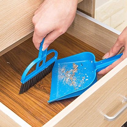 Pet Cage Broom Brush Dustpan Set - Small Cat Litter Sweeper for Pet Cage Clean and Car Keyboard Brush (Blue) - color: Blue