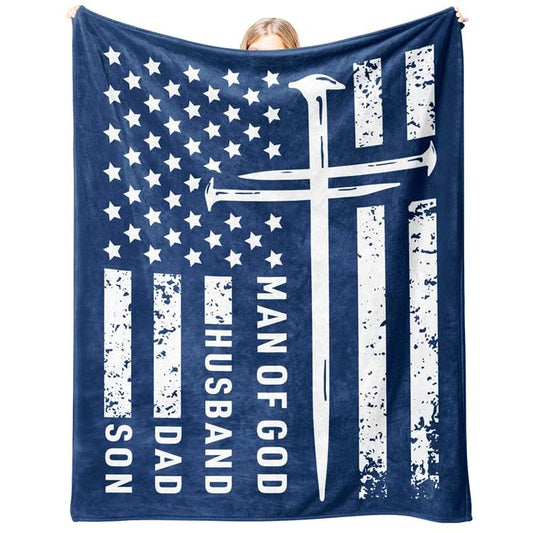 Christian Gifts for Men, Flannel Soft Man of God Blanket Decor, Religious Gifts for Men on Fathers Day Birthday Christmas, Spiritual Catholic Baptism Faith Based Gift for Man - 50" x 60" - color: Man of God