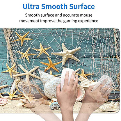31.5x11.8 Inch Non-Slip Long Extended Large Gaming Mouse Pad with Stitched Edges XL Laptops Keyboard Mouse Mat(Starfish) - color: Sea Star